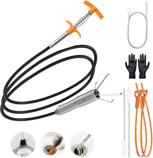 Drain Snake Hair Drain Clog Remover Tool Set, Flexible Grabber Claw Pick Up Reacher Tool